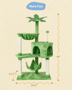 KIYUMI Cat Tree Cat Tower Condo with Sisal Scratching Post for Indoor Cats Tree Furniture with Hammock Perch and Kitten Ball Toys, Multi-Level Pet Activity Center (Green)