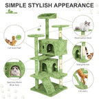 70 Inch Green Cat Tree, Tall Cat Tower with 2 Condos, 3 Scratching Posts, Multi-Level Platforms - Sturdy Climbing Structure Tall Cat Tower for Indoor Cats
