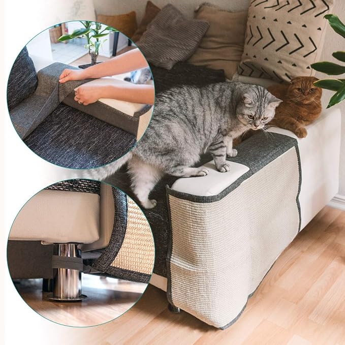 Navaris Cat Scratch Mat - Natural Sisal Furniture Protector Scratching Pad Carpet of Couch, Sofa, Chair