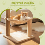 Simcat Kitten Tree with Plush Perch, Soft Hammock,and Paper Rope Scratching Posts, Stable Cat Stand，Durable Scratch Posts for Indoor Small Cats, 12.2 x 12.2 x 21.65 Inches, Beige
