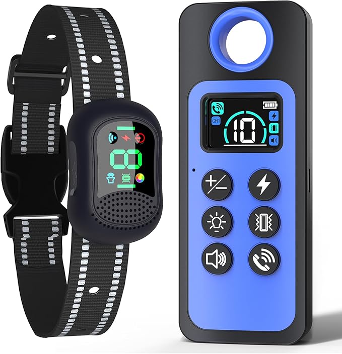 Dog Training Collar with Remote – 4500FT Range E-Collar with Voice, Beep, Vibration, Shock & Flashlight, Waterproof Rechargeable Dog Shock Collar for Small Medium Large Dogs
