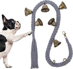 Dog Bell for Door Potty Training, Cotton Handwoven Dog Doorbell with 6 Extra Loud Bells for Dog Training, Adjustable Hanging Door Bell for Small Medium Large Dogs to Ring to Go Outside, Grey