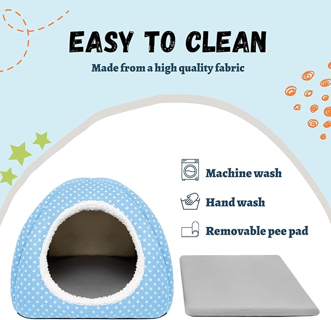 Rabbit Hideout Large Bunny Bed Washable Rabbit House and Hideout Fleece Guinea Pig Hiding Hut for Indoor Bunnies Small Animal Hideaway