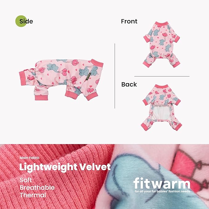 Fitwarm Elephant Fleece Dog Pajamas, Cozy Winter Clothes for Small Dogs Girl, Cute Pet Outfit, Pink, Blue, Large