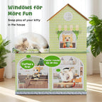 Cardboard Cat Houses for Indoor Cats - Kitten Scratcher Houses & Condos, Cafe Themed Hut Hideout Play House Bed with Scratching Pads, Scratch Box for Large Kitty Rabbit Bunny Small Animals