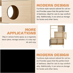 2-in-1 Modern Cat Tree Tower for Large Cats,Wooden Cat Tower with Litter Box Enclosure and Bookshelf/Storage Cabinet/Hidden Bed for Living Room Or Bedroom (Natural, 35.4") (Natural+Grey, 27.6)