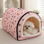 Cozy Cat Bed Cave, Cat Bed for Kittens and Small Pets, Kitten Bed Hideout House with Removable Mattress for Kittens (Pink, 18"×13"×13")