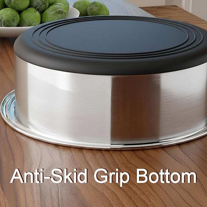 Deep Stainless Steel Non-Skid Dog and Food Bowls, Each Holds Up to 16 Cups, Set of 2 Packs(10.2 x 3.2 Inches)