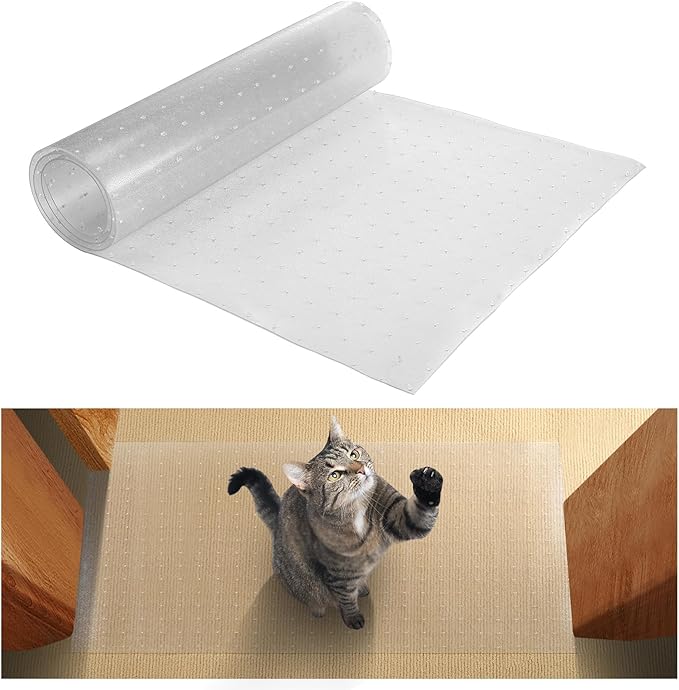 3.9Ft(L) Carpet Protector for Pets - Anti-Slip Cat Carpet Protector, Scratch Resistant Pets Scratch Stopper, Easy to Cut Floor Runner Under Doorway to Prevent Tearing for Cat Owner Gifts