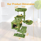 KIYUMI Cat Tree Cat Tower Condo with Sisal Scratching Post for Indoor Cats Cat Tree Cat Furniture with Hammock Perch and Kitten Ball Toys, Multi-Level Pet Activity Center Green