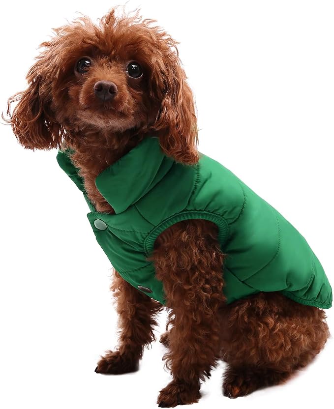 ASENKU Dog Winter Coat - Waterproof Windproof Dog Jacket, Warm Snowproof Doggie Puffer Vest for Cold Weather, Lightweight Snow Coats for Small Medium Large Dogs (XXXL, Green)