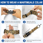 Kazazoo Martingale Collar for Dogs with Quick Release Buckle Adjustable Soft Durable Dog Collar for Small Medium Large No Pull Training Dog Collars-Brown Leopard M