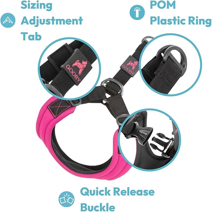 Gooby Escape Free Sport Harness - Blue, Large - No Choke Step-in Patented Neoprene Small Dog Harness with Four-Point Adjustment - Perfect on The Go Dog Harness for Medium Dogs No Pull and Small Dogs