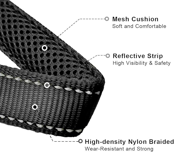 Reflective Slip Dog Collar, Loop Dog Collar for 20-38 lbs Dogs Nylon Collars with Soft Padded for Dogs Training (5/8" W x 15.5" L, Black)