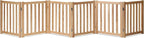 LZRS 6-Panel Extra-Wide Freestanding Wooden Dog Gate Indoor – 24”High Foldable Safety Pet Barrier for Doorways, Hallways, Kitchens, Durable Design fit Small to Medium Dogs, Natural