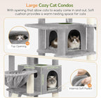 Globlazer Extra Large Cat Tree, 78 inch Sturdy Tall Cat Tree Tower for Indoor Multiple Large Adult Cats Kittens with 6 Scratching Posts, Enlarged Top Perch, 2 Padded Condos, S78G, Light Grey
