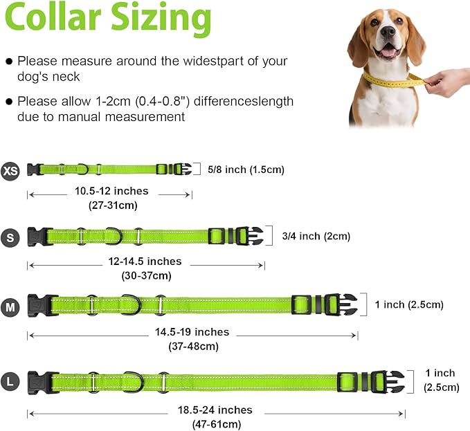 Martingale Collar for Dogs with Quick Release Buckle, Reflective Soft Padded & Escape Proof, Adjustable Nylon Dog Collars for Training & Daily Walking (Green,S)