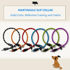 LOS ANDES Dog Slip Collar with Slidable Stopper, No Pull Choker Training Martingale Collar for Small Medium Large Dogs, Nylon, Black-Reflective, S (15 in x 8 mm)