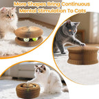 Upgraded-Magnetic Magic Organ Cardboard Cat Scratcher Toy with 2 Balls for Mental Physical Exercise, Multi-Shape Interactive Cardboard Cat Toy for Indoor Cats Flip with Fun, Brown/Gray,M, 1PCS