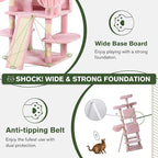 MUTICOR 68 Inches Multi-Level Large Cat Tree Tower with Condo/Cozy Plush Perches/Sisal Scratching Posts and Hammocks/‌Feline Activity Center Play House/Wide Base/Pink