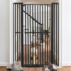 71 Inch Extra Tall Pet Gate for Cats, 29.5-43" Adjustable Wide Dog Gates, Pressure Mounted Walk Through Tall Cat Gate for Doorways,Hallway,Stairs,House（Black）