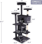 54'' Tall Cat Tree for Indoor Cats, Multi-Level Furniture with 3 Scratching Post, Stand Platform and 2 Condo, Tower Funny Toys, Corner Towers Large Cats Light Grey