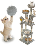 72in Cactus Cat Tree Tower – Transparent Capsule, Sisal Scratching Posts & Plush Perches | Multi-Level Adventure Center for Kittens & Large Cats, Sturdy & Stylish Home Decor (Gray)