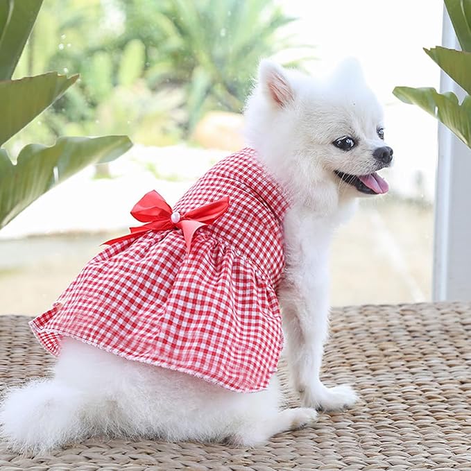 TAPBULL Dog Dresses, Fashionable Pet Dog Clothes, Cute Cat Birthday Dress Outfit (Blue/Red/Pink/Pink-Blue/Yellow-Blue 5-Pack), XX-Large