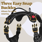 rabbitgoo Dog Harness Medium Sized, No Pull Pet Harness with Soft Padded Handle, Adjustable Reflective Vest with 3 Buckles, Easy Walking Harness with 2 Leash Clips, Black, M