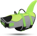 ASENKU Dog Life Jacket - Pet Safety Vest for Swimming & Boating, Shark Life Jacket with Floatation, Dog Lifesavers Swimsuits for Small Medium Large Dogs (Green, 2XL)