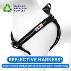 Pawtitas Recycled Reflective Step-in Dog Harness – Adjustable No-Pull Vest for Puppies to Seniors, Safe & Comfortable L Black