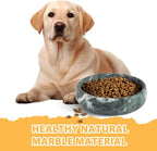 Green Marble Dog Bowl, 6lbs Non-Slip,Non-Tipping Heavy Dogs Food Bowl, Large Dog Dish, Weighted Food and Water Bowls for Large Dogs, Natural Marble, Easy to Clean, Holds 6 Cups