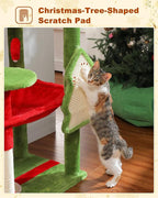 PEQULTI Christmas Cat Tree for Large Cats with Metal Frame Big Hammock, Cat Tower for Indoor Cats with 2 Door Condo House, [56.3"=143cm] Multi-Level Cat Shelves with Scratching Posts and Top Perch