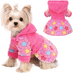 Dog Hoodie Dog Sweater Winter Puppy Clothes for Small Dogs Boy Girl Pet Hoodies Cold Weather Doggie Coats Fall Doggy Sweatshirt for Chihuahua Yorkie Cat Sweater Costume, Rose Pink, XXS