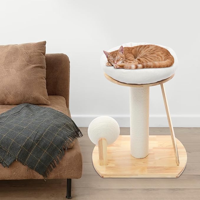 Multifunctional Cat Tree, Wooden Cat Tree Tower with Space Capsule and Scratcher, Cats Climbing Tower Set for Cats Climbing, Scratching, Sleeping, Exercising (Style 01)