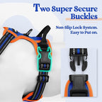 rabbitgoo Dog Harness No Pull with 2 Leash Clips, Adjustable Soft Padded, Reflective Oxford No Choke Pet Vest with Easy Control Handle for Medium Sized Dogs, Blue & Orange, M