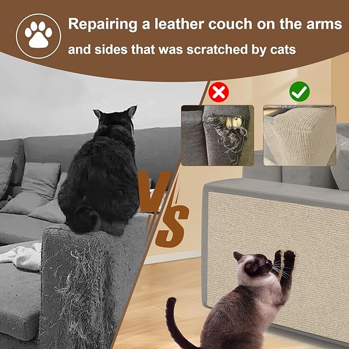 Cat Scratching Mat, 78.7"x15.8" Self-Adhesive Carpet Mat Trimmable Replacement for Cat Tree, Cat Wall Shelves, Cat Scratching Post, DIY Couch Sofa Furniture Door Protector
