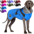 Doglay Dog Coat with Harness, Reflective Warm Dog Jacket Waterproof Puppy Winter Coat for Cold Weather, Adjustable Fleece Jacket for Small Medium Large Dogs