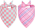 Dog Bandana Girl Small 2PCS, Pink Spring Scarf, Durable Triangle Reversible Bibs Handkerchief for Puppy Pet