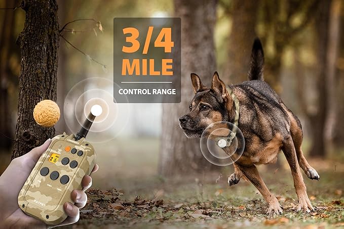 PATPET Dog Shock Collar with Remote 3/4 Mile Range Dog Training Collar Include Rechargeable Waterproof E Collar, Outdoor Training Shock Collar for Medium Large Dogs Camouflage (15-140 lbs)