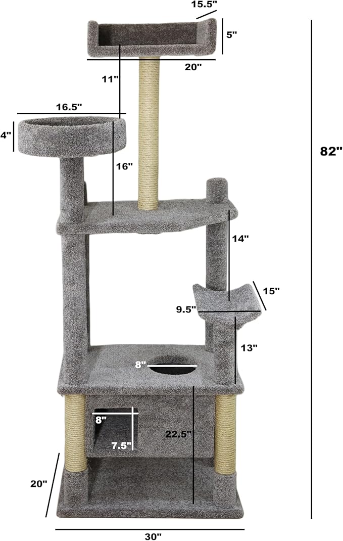 Extra-Large Cat Tower – 82" Tall | Handcrafted USA Cat Tower Tree