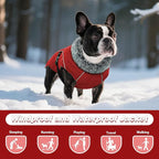 DENTRUN Winter Warm Dog Coat Reflective Jacket with Turtleneck for Cold Weather, Adjustable Buckle Windproof Water Repellent, Thick Snowsuit Fleece Vest for Small, Medium, Large Dogs, Red, XL