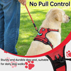 NESTROAD No Pull Dog Harness,Adjustable Oxford Dog Vest Harness with Leash,Reflective No-Choke Pet Harness with Easy Control Soft Handle for Small Medium Dogs(Medium,Red)