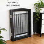Dog Fence Indoor,Dog Gate Indoor for Doorway pet gate -6-Panel Freestanding, Hallways, House or Stairs -120x32-Inch Retractable Foldable Expandable Wood Pet by SFJC (Black) ﻿