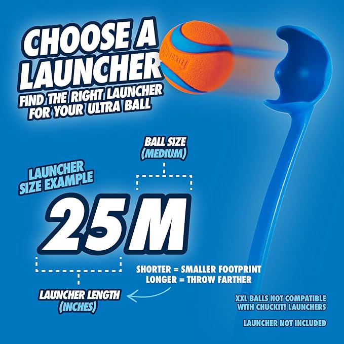 Chuckit! Ultra Ball Dog Toy - Medium Bouncy Fetch Balls for Dogs 20-60 lbs - Made from Durable Rubber - Floating Water Pet Toys - Size Medium - 2.5-inch Diameter (Pack of 4)
