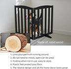 ZJSF Foldable Freestanding Indoor Dog Gate for House Wood Long Pet Gates Dog Fence for Stairs Puppy Gates for Hallways, Puppy Gate,Support Feet Included, Black, 32 "Height-2 Panels