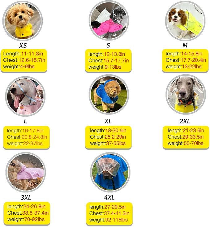 Dog Raincoat,Waterproof Rain Poncho with Hoodie, High Reflective Adjustable Pet Rain Jacket with Leash Hole for Small Medium and Large Dogs (Yellow(Water-Reactive Hydrochromic), Large: 22-37lbs)