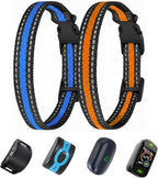 Replacement Collar for Shock Training Bark Collar,Dog Shock Collars Replacement, Nylon Replacement Collar Strap for E Collar Wireless Dog Fence Receivers（2 Piece, Blue+Orange）