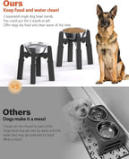 CZPET Dog Bowl Stand, 51 oz Large Capacity Raised Elevated Dog Food/Water Stainless Steel Feeder, Size and Height Adjustable & Anti-Slip Stand for Medium Dogs (2 Pack)