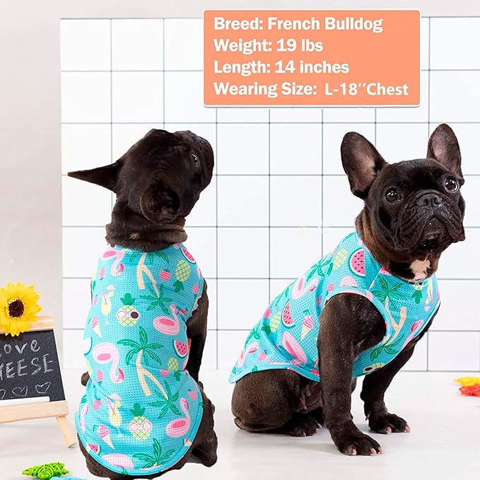 KYEESE 2Pack Dog Shirt, Lightweight Sun Protection Dog T Shirts for Large Dogs Boy Girl, Breathable Mesh Tank Top Sleeveless Pet Reflective Vest, Soft Summer Dogs Clothes, Flamingo+Blue, 3XL